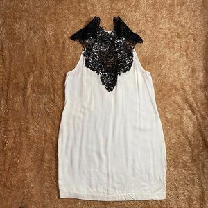 Audrey Tied crochet halter dress in Ivory